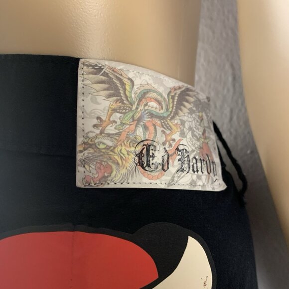 Ed Hardy Skull Poplin Mini Skirt Women’s Sz XL Black Red Multi - Picture 12 of 15